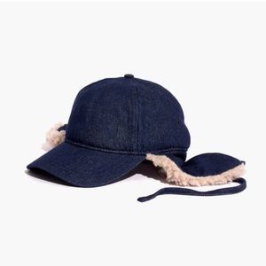 Madewell Denim and Sherpa Trapper Hat - Winter Baseball Hat